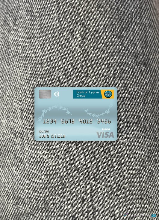 Download Cyprus bank of cyprus visa debit card photolook front Photoshop template
